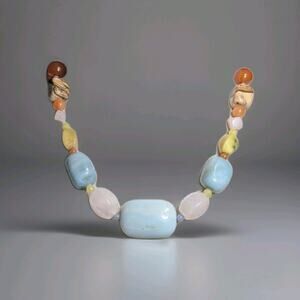 Jay King 925 DTR Graduated Amazonite Rose Quartz Picture Jasper Necklace 94g